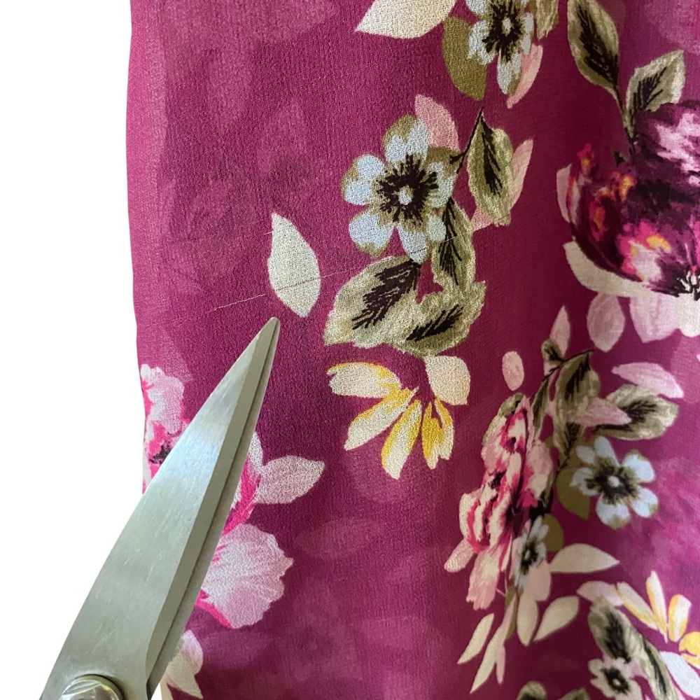 WHBM Purple Floral Choker Neck Bow Chiffon Shift Dress Sz 6 Whimsygoth Coquette - Picture 4 of 14
